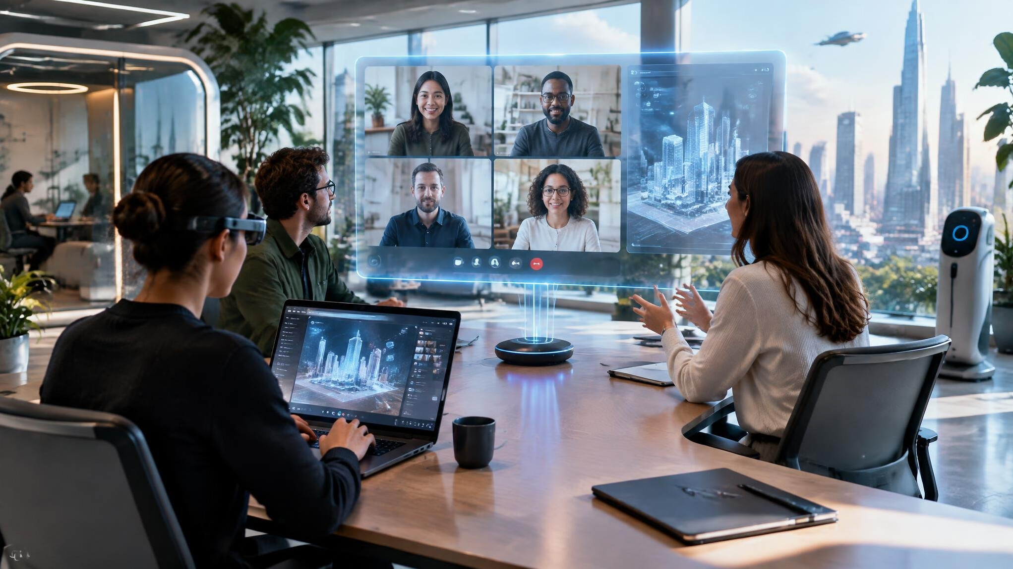 futuristic office workspace