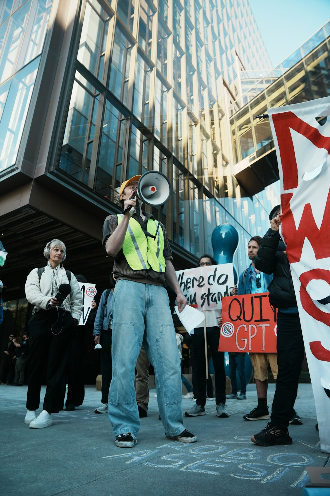 people protesting on street